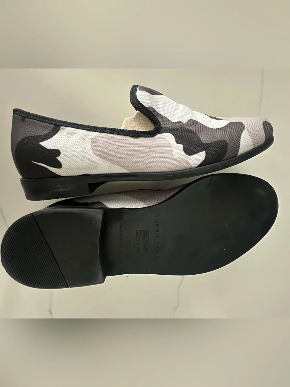 DUKE & DEXTER Black/Gray/White Camouflage Men's Slip On Loafers